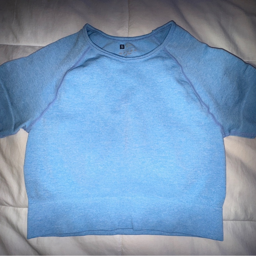 Light Blue Short Sleeve Crop Top